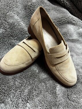 Vionic Tan Suede Penny Loafers
